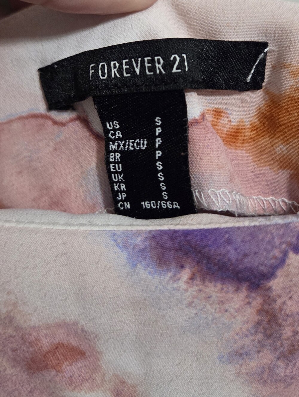 Forever 21 Watercolor Midi Skirt in Peach, Lavender, and Coral Hues - Picture 4 of 6